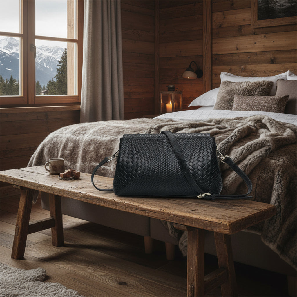 Genuine textured Leather large capacity Crossbody Bag