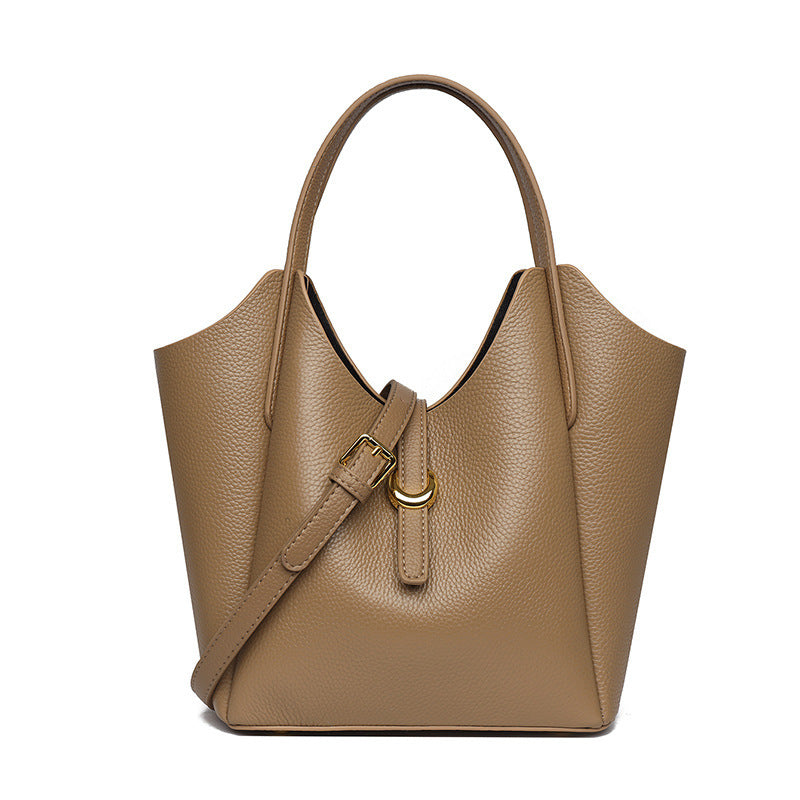 Genuine Leather Bucket Handbag