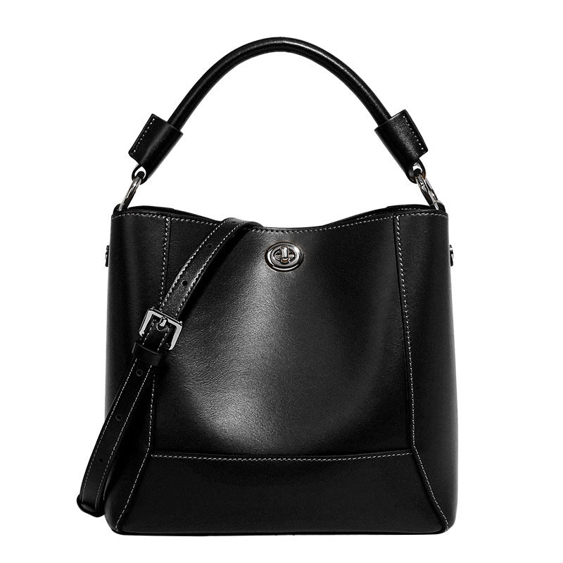 Hand-carrying Genuine Leather bucket crossbody