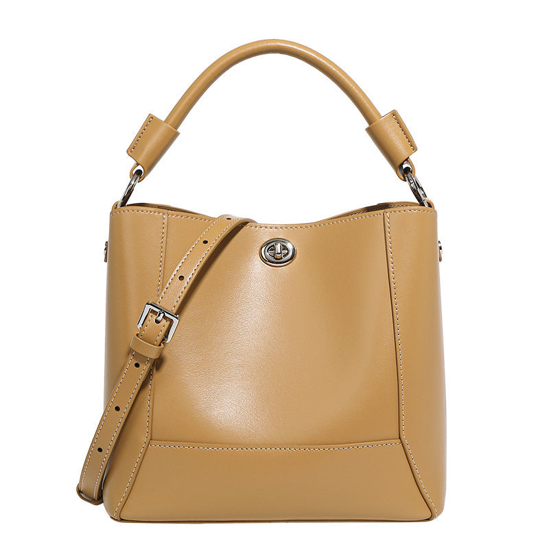 Hand-carrying Genuine Leather bucket crossbody