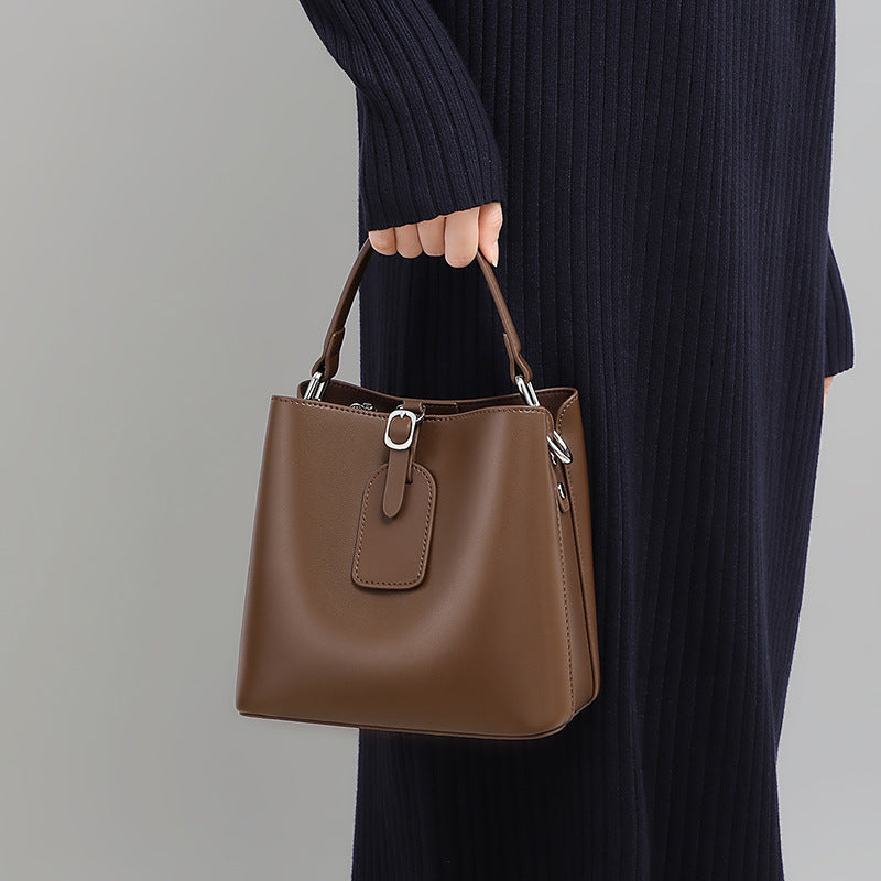 Large Leather Bucket handle Crossbody