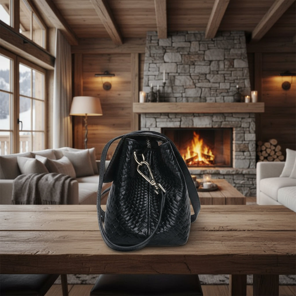 Genuine textured Leather large capacity Crossbody Bag