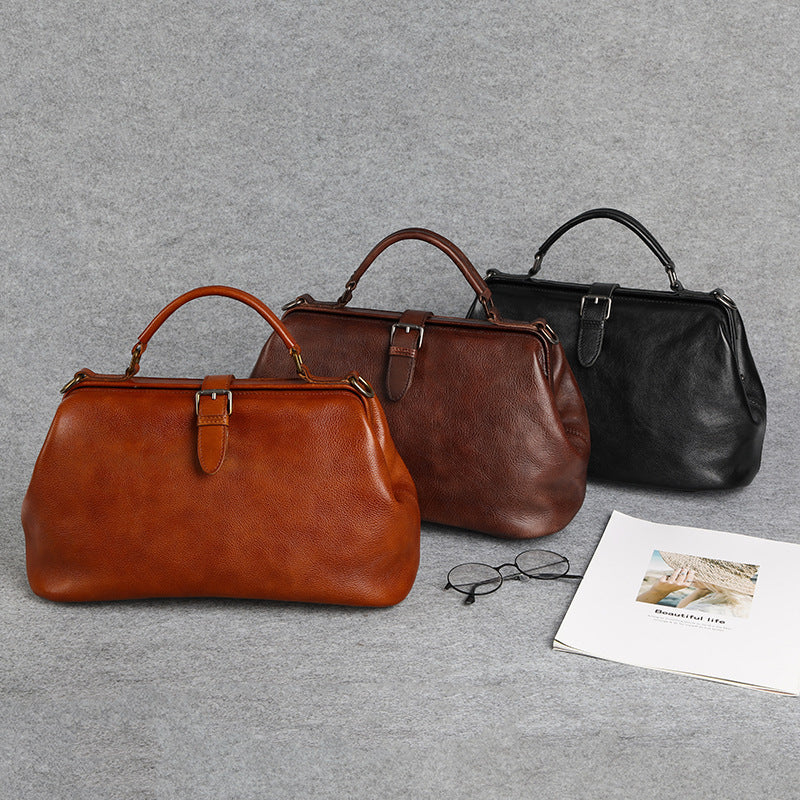 Women's Retro Style Leather large capacity satchel Handbag