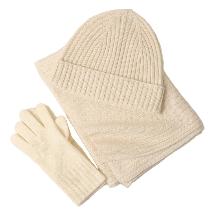 New Wool Scarf Hat Gloves Three-piece Set