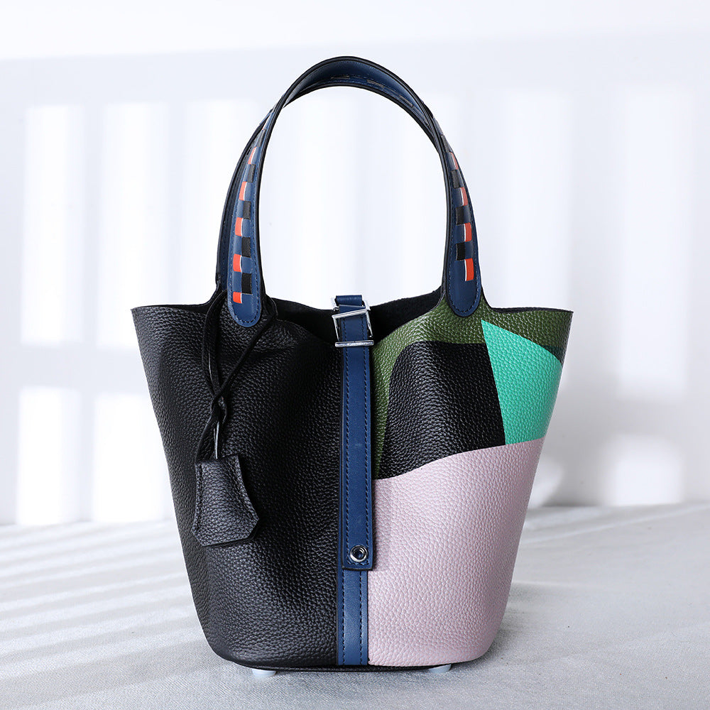 Plant-Dyed Cowhide Bucket Crossbody Bag – Eco-Friendly & Chic