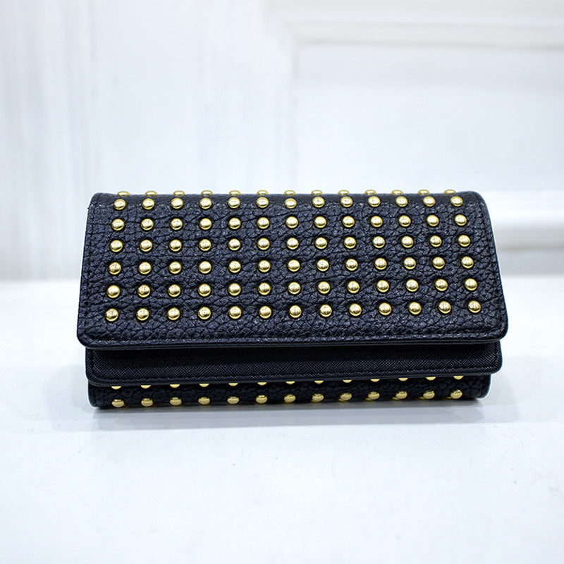 Portefeuille long à trois volets pour femme, sac à main grande capacité