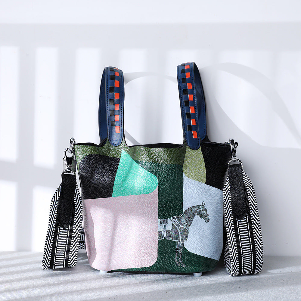 Plant-Dyed Cowhide Bucket Crossbody Bag – Eco-Friendly & Chic