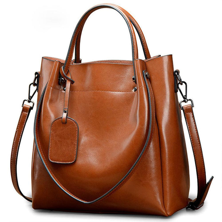 Portable Oil Wax Cattle Leather Handbag