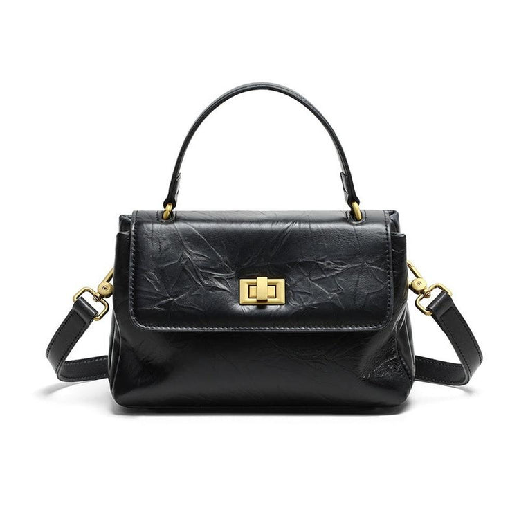 Square Large Capacity Leather Handbag