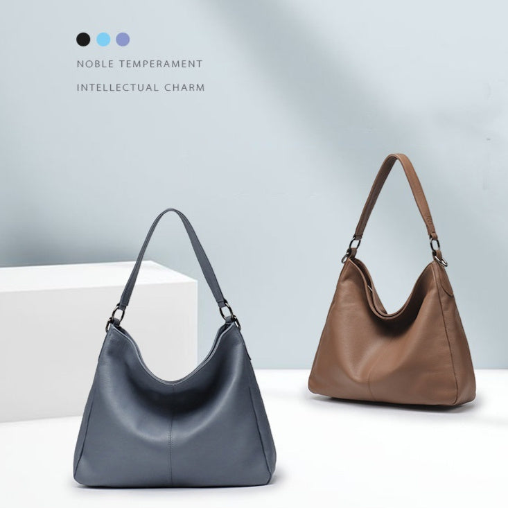 Womens High-Capacity First-Layer Cowhide Shoulder Crossbody Bag