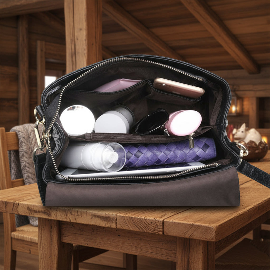Genuine textured Leather large capacity Crossbody Bag