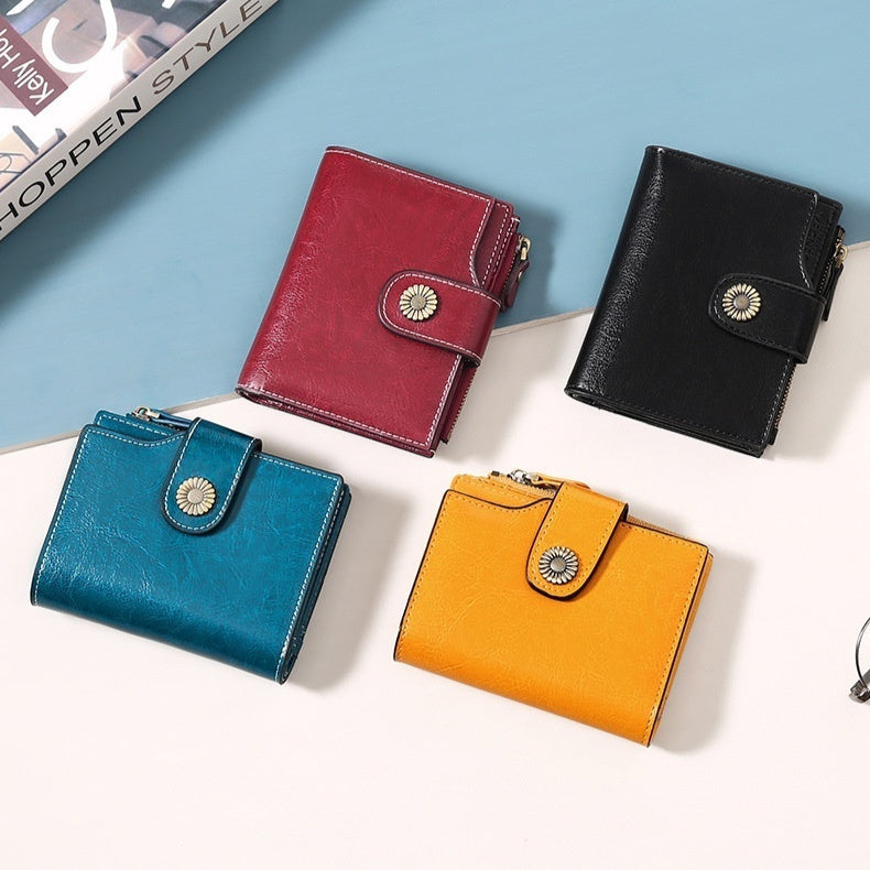 Porte-cartes multifonctionnel avec poche à monnaie et pochette à embrayage Hasp pour filles