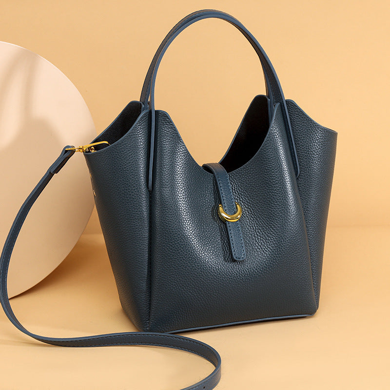 Genuine Leather Bucket Handbag