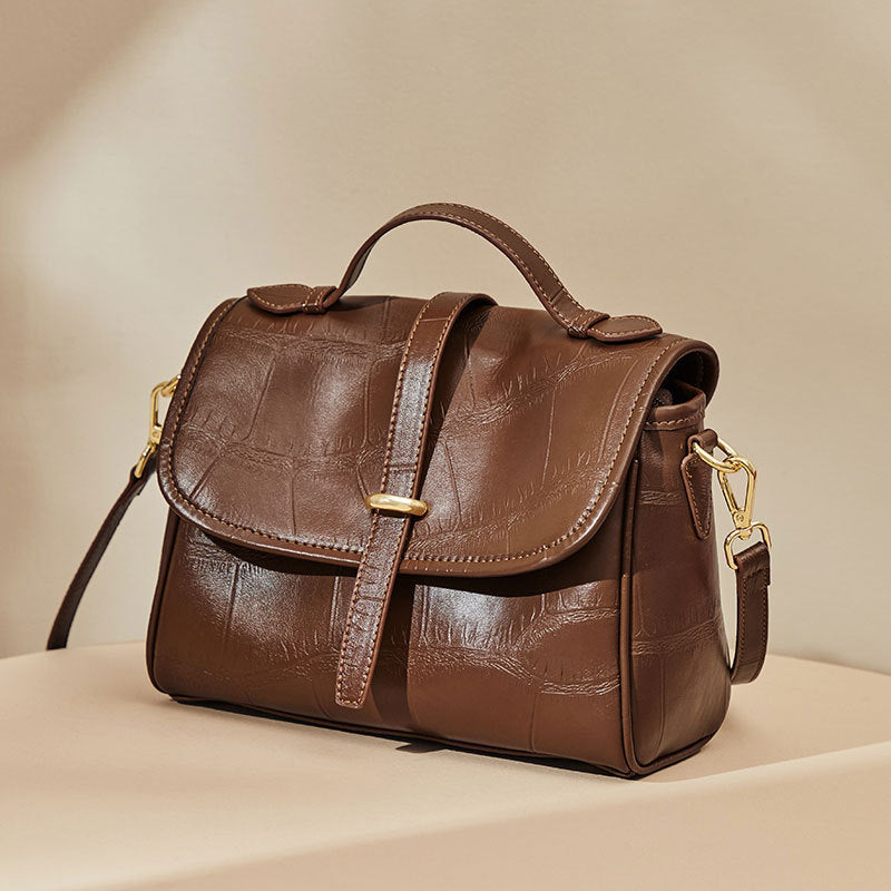 Sac à bandoulière portable en cuir véritable tendance