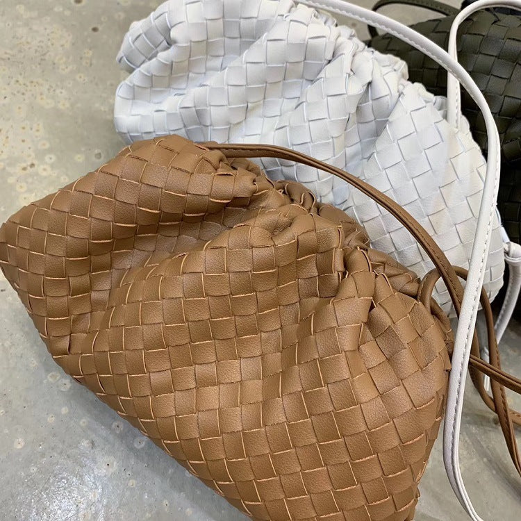 Genuine Leather Sheepskin Woven Shoulder Bag
