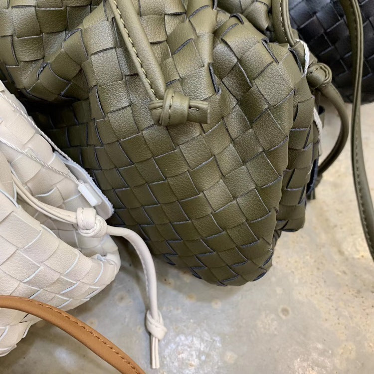 Genuine Leather Sheepskin Woven Shoulder Bag