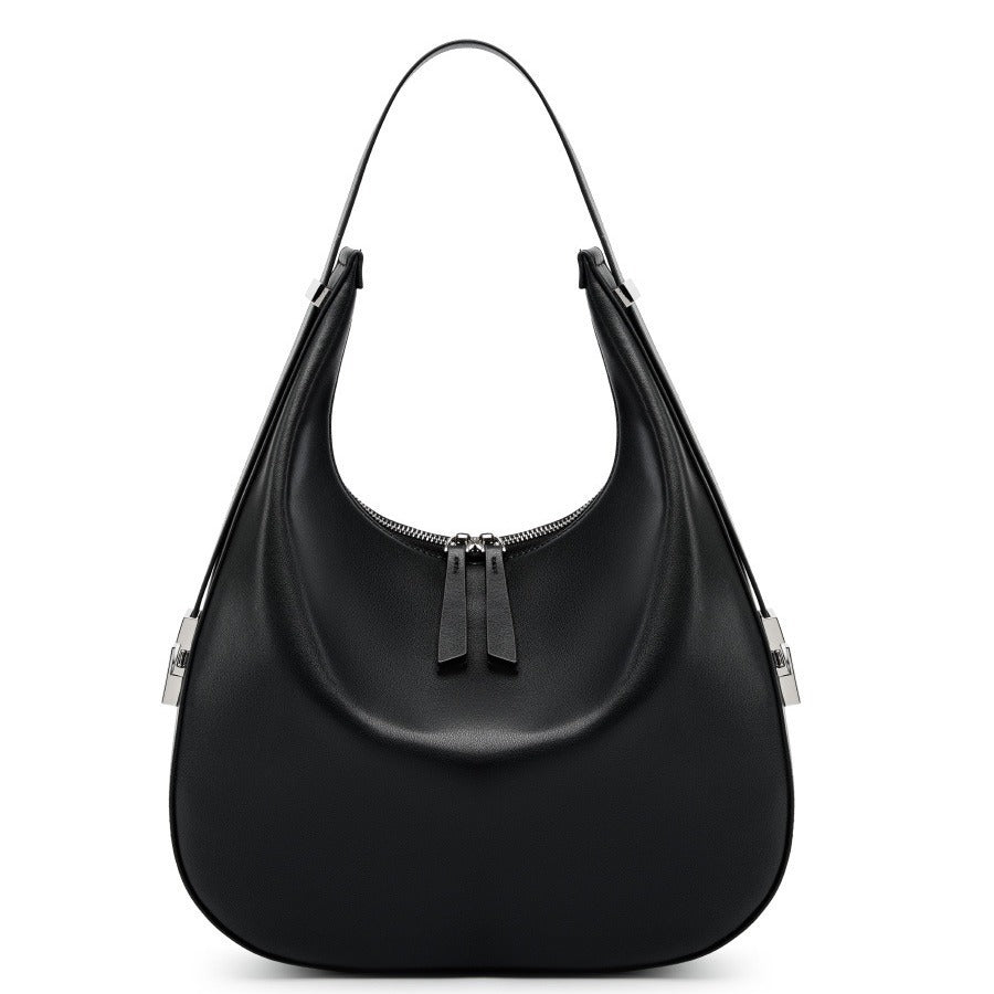 Fashionable large croissant  Leather shoulder bag