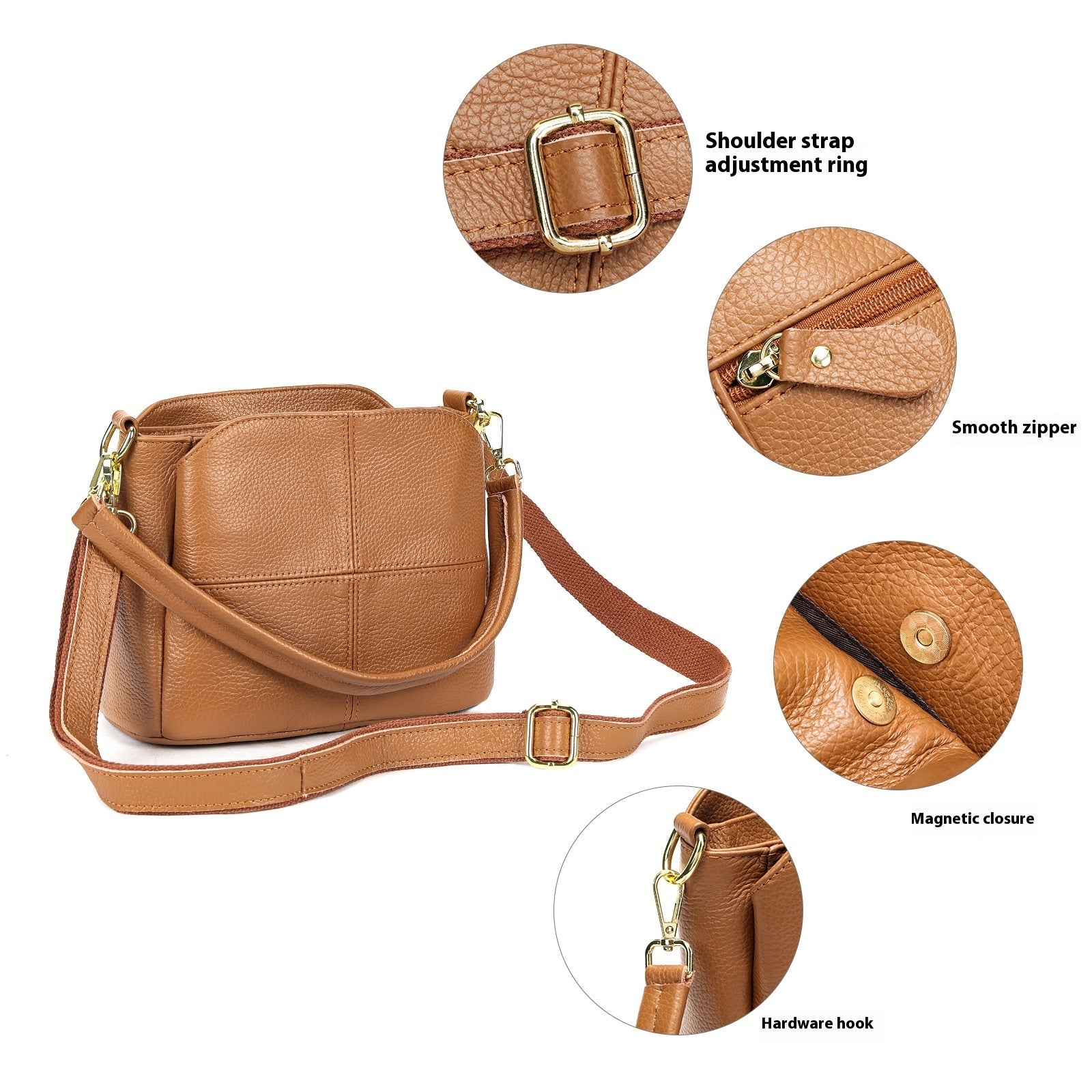 Genuine Leather Casual Shoulder Messenger Bag