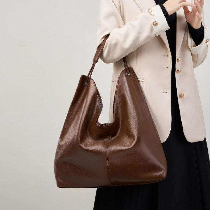 Vegetable Tanning Leather Large-capacity Tote Bag