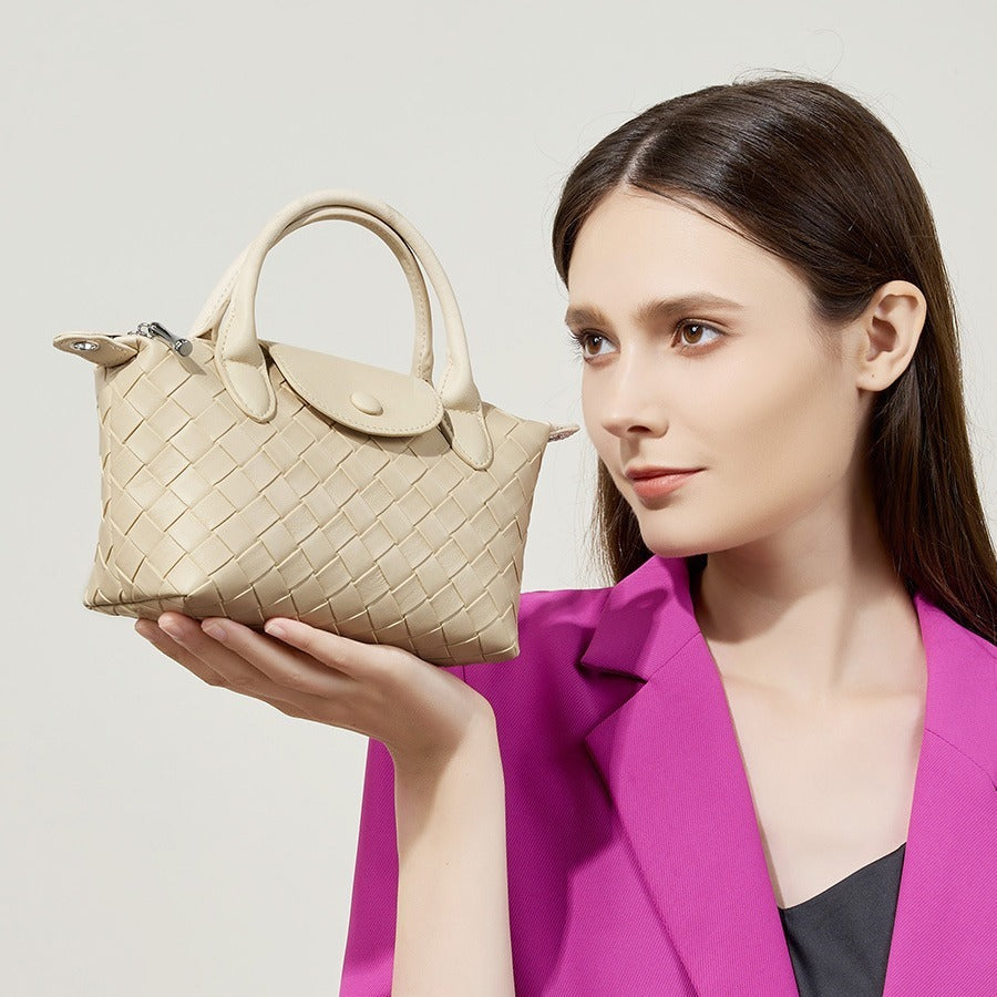 Cattlehide Leather Woven Handbag