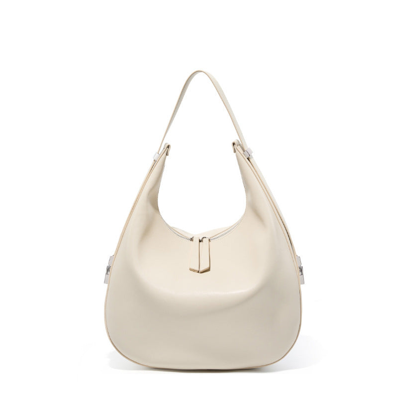 Fashionable large croissant  Leather shoulder bag