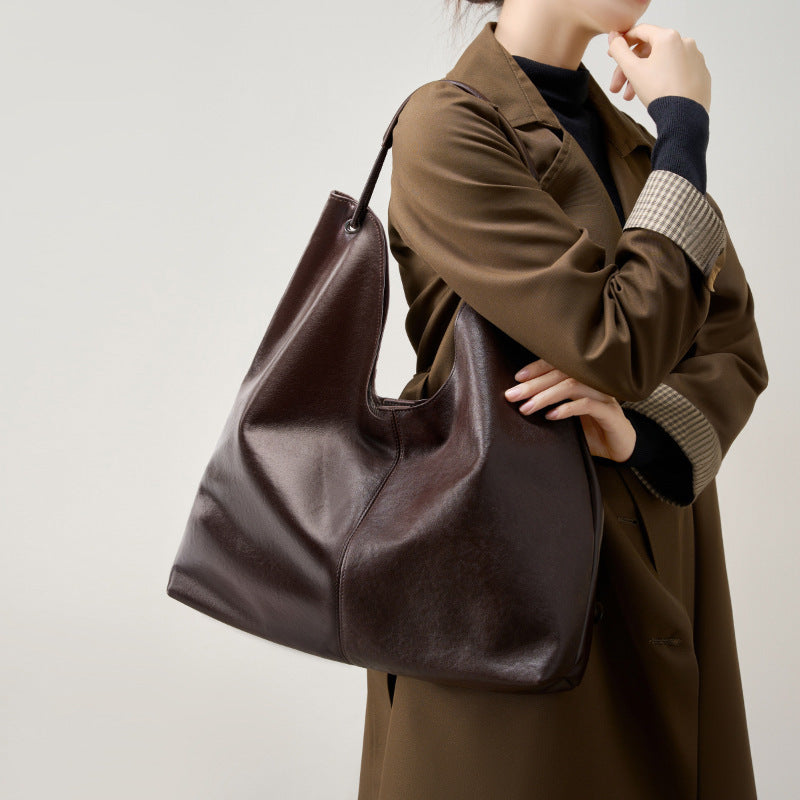 Vegetable Tanning Leather Large-capacity Tote Bag