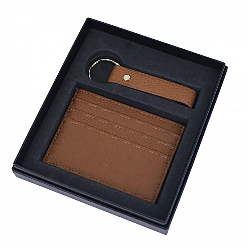 Genuine Leather Creative Leather Keychain Certificate Card Holder