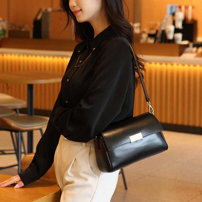 Sac à bandoulière rétro en cuir de vachette pour femme