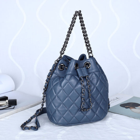 Premium Bucket Crossbody Bag – Genuine Leather, Fashionable Design