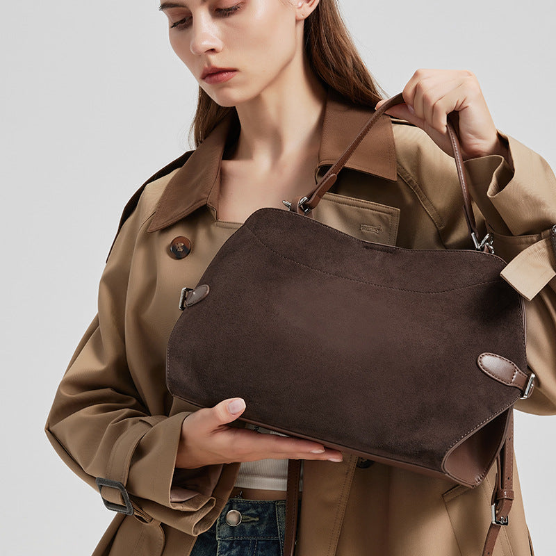 Genuine Deer Suede Brushed Handbag - Nomade Code
