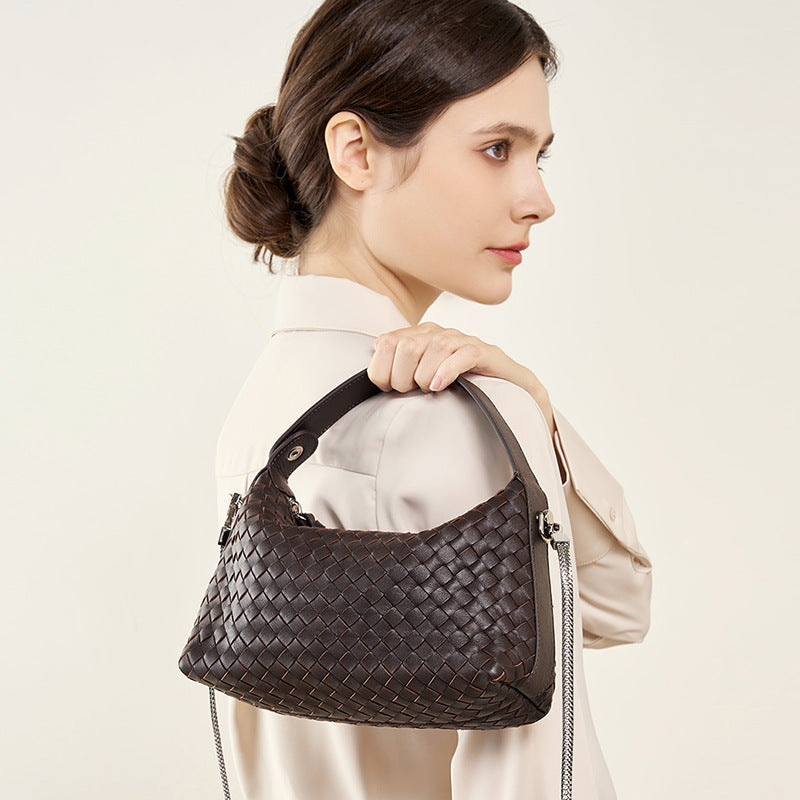 Authentic Leather Woven Handbag – Minimalist & Chic