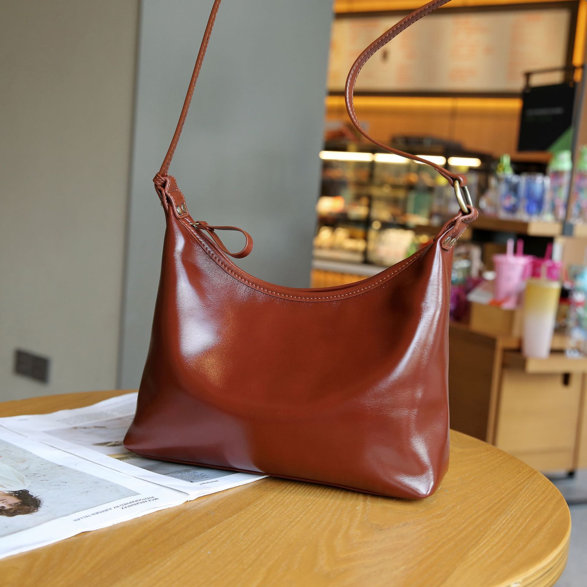 Leather All-match medium size Women's shoulder Bag