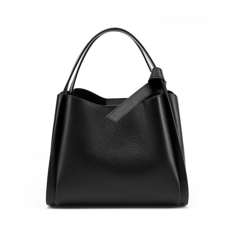 Genuine Leather Portable Crossbody Bucket Bag