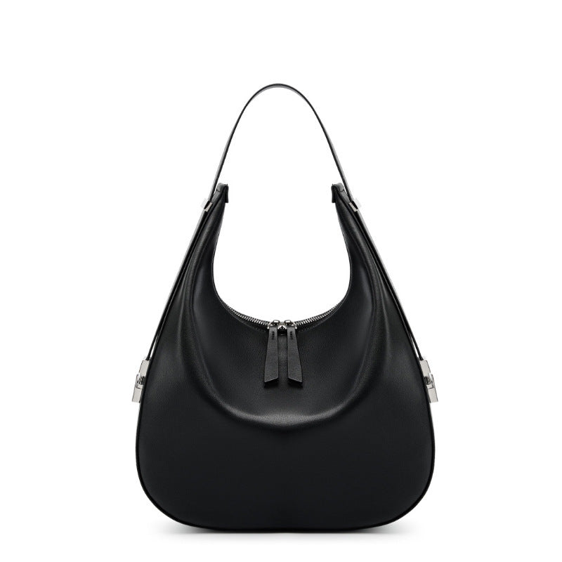 Fashionable large croissant  Leather shoulder bag