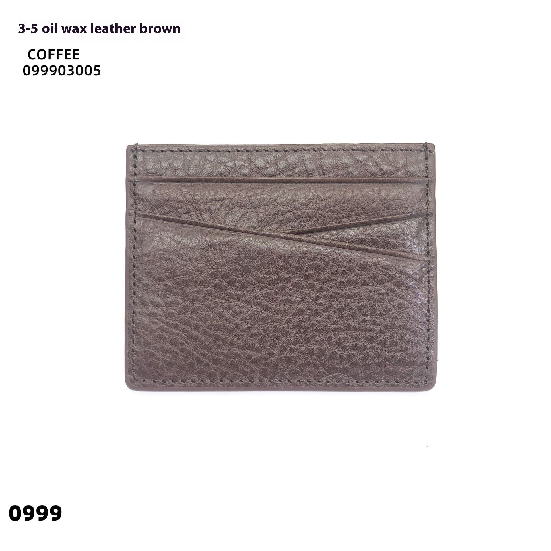 Leather Oil Edge Oblique Thin CardHolder