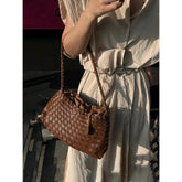 Authentic Leather Weave Shoulder Bag