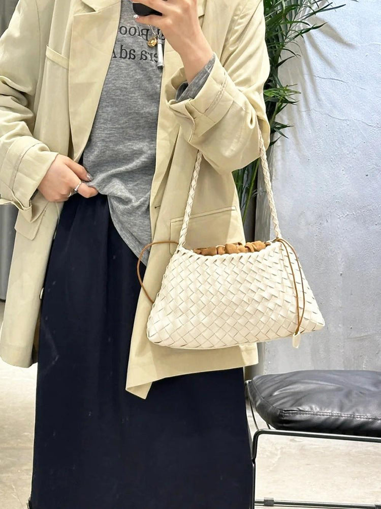 Authentic Leather Weave Shoulder Bag