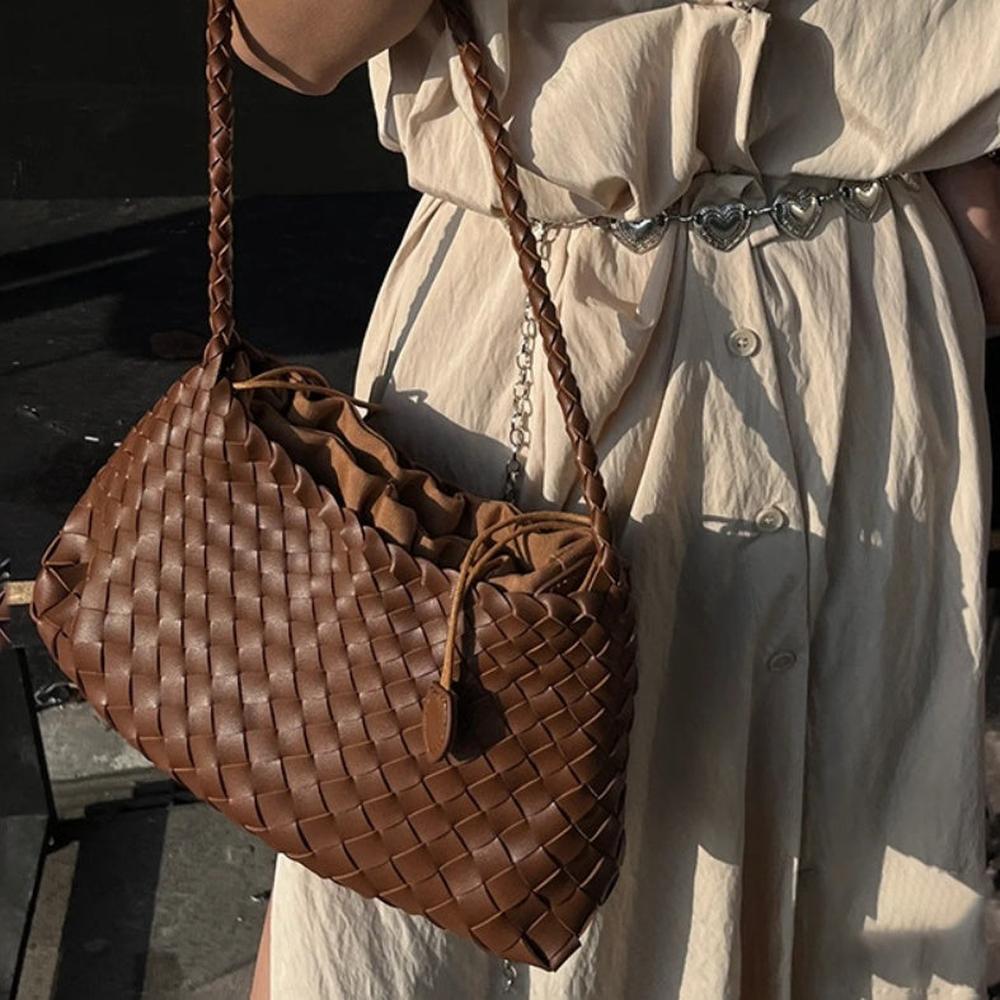Authentic Leather Weave Shoulder Bag