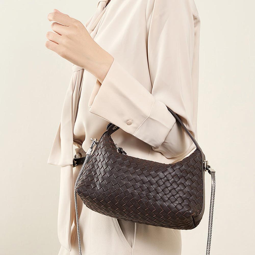 Authentic Leather Woven Handbag – Minimalist & Chic