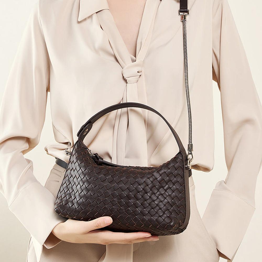 Authentic Leather Woven Handbag – Minimalist & Chic