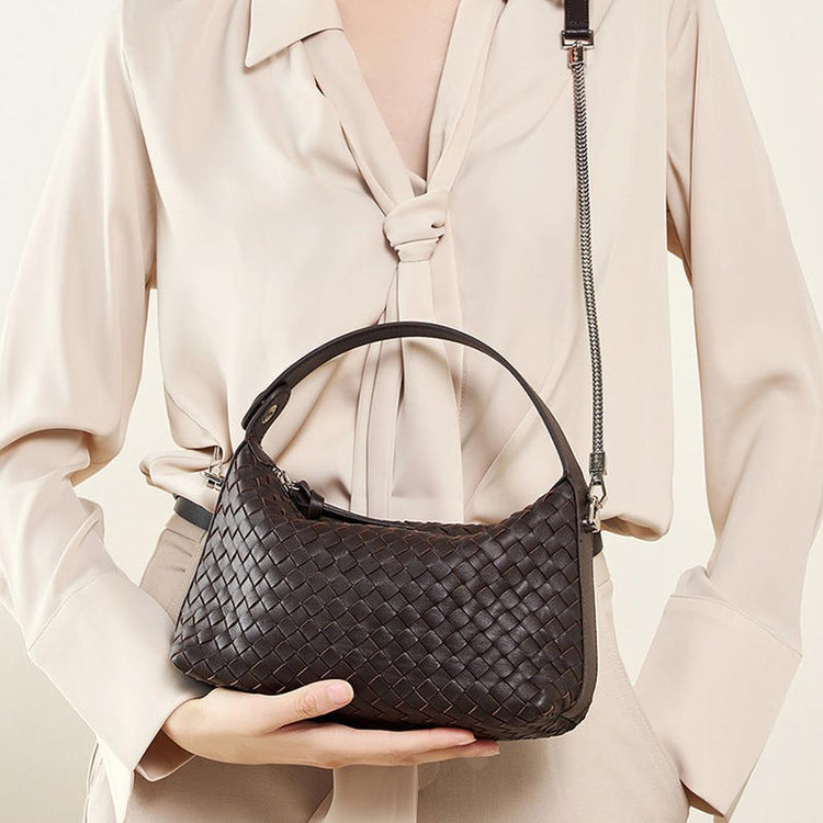 Authentic Leather Woven Handbag – Minimalist & Chic