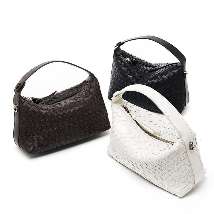 Authentic Leather Woven Handbag – Minimalist & Chic