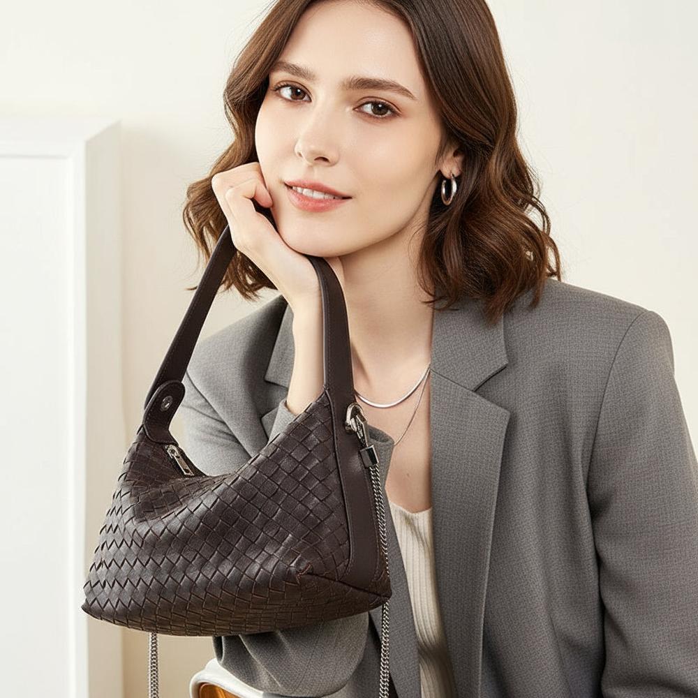 Authentic Leather Woven Handbag – Minimalist & Chic
