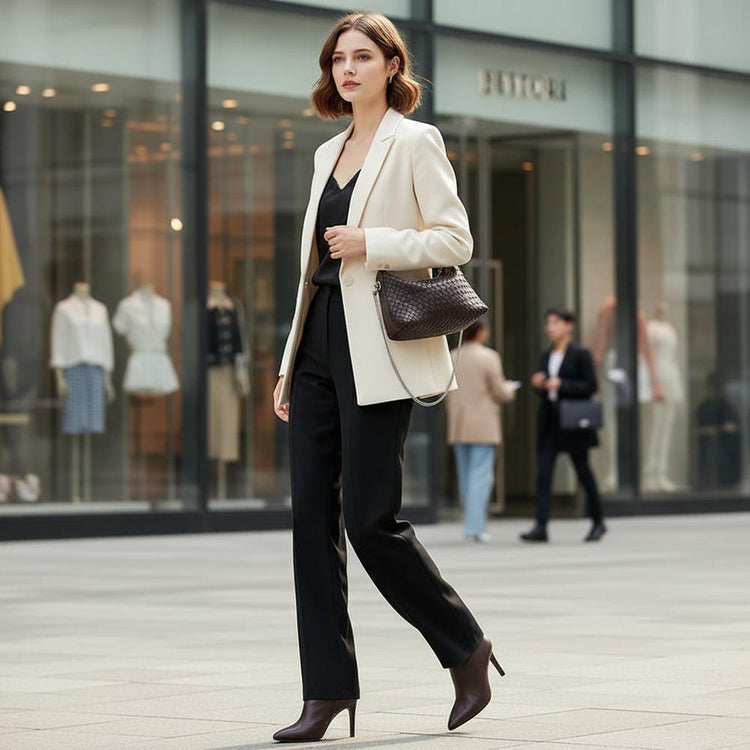 Authentic Leather Woven Handbag – Minimalist & Chic