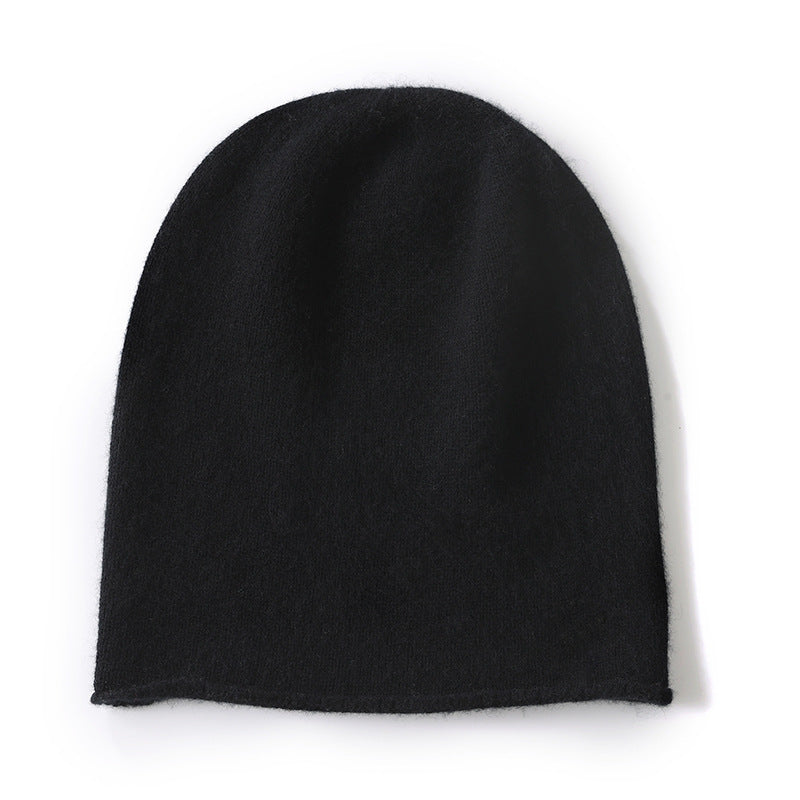 Cashmere Curled Brim Knitted Hat