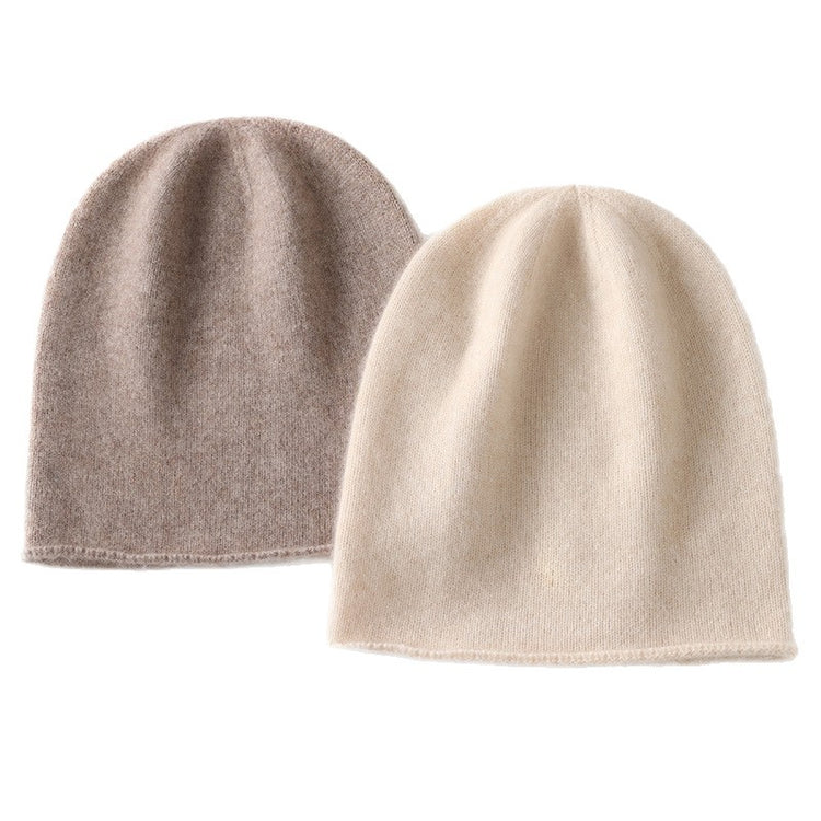 Cashmere Curled Brim Knitted Hat