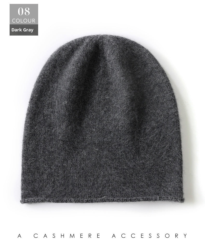Cashmere Curled Brim Knitted Hat