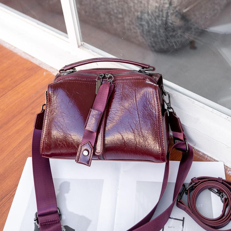 First Layer Oil Wax Cowhide Crossbody Bag
