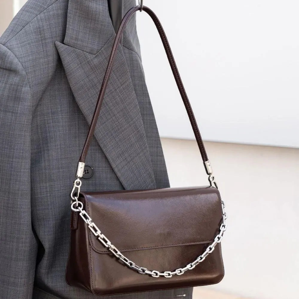First Layer Oil Wax Leather shoulder Bag