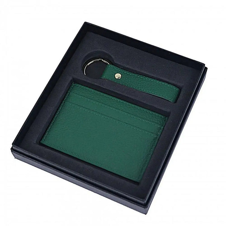 Genuine Leather - Creative Leather Keychain Certificate Card Holder